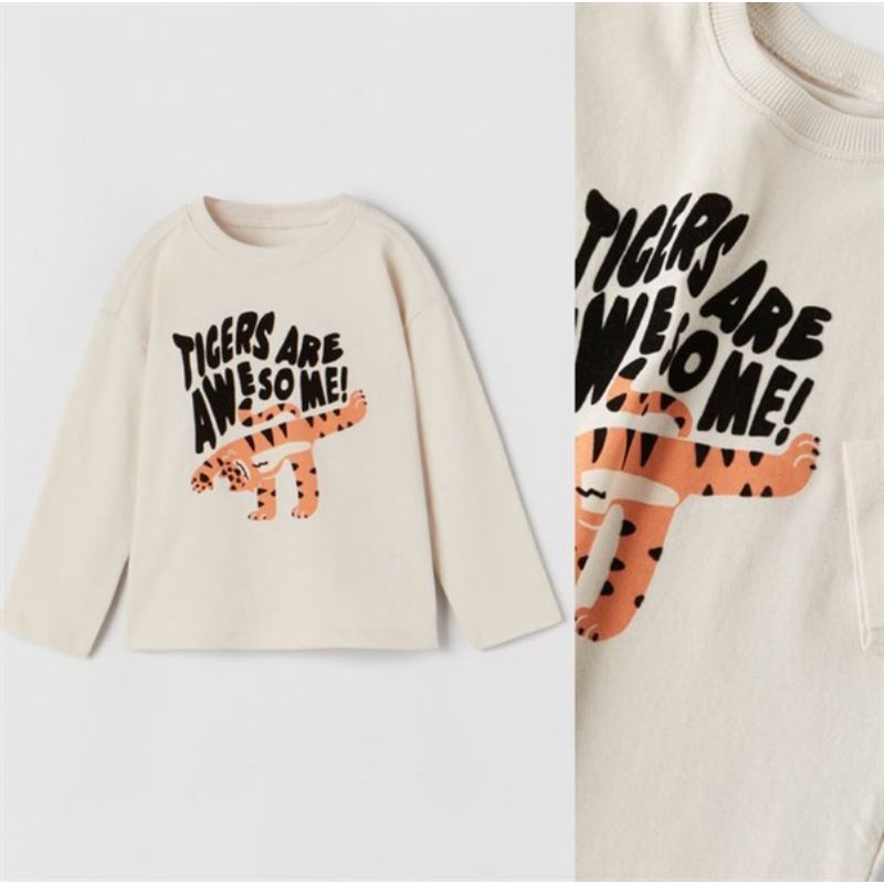 (Zara auth) Áo cotton dài tay bé trai