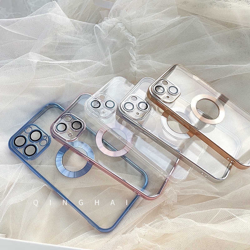 Ốp Điện Thoại iPhone 14 13 Pro max case ốp lưng điện thoại iphone 14 promax 14 plus Mềm Trong Suốt Chống Sốc Mạ Logo Sang Trọng Có Nắp Bảo Vệ Ống Kính Máy Ảnh Cho