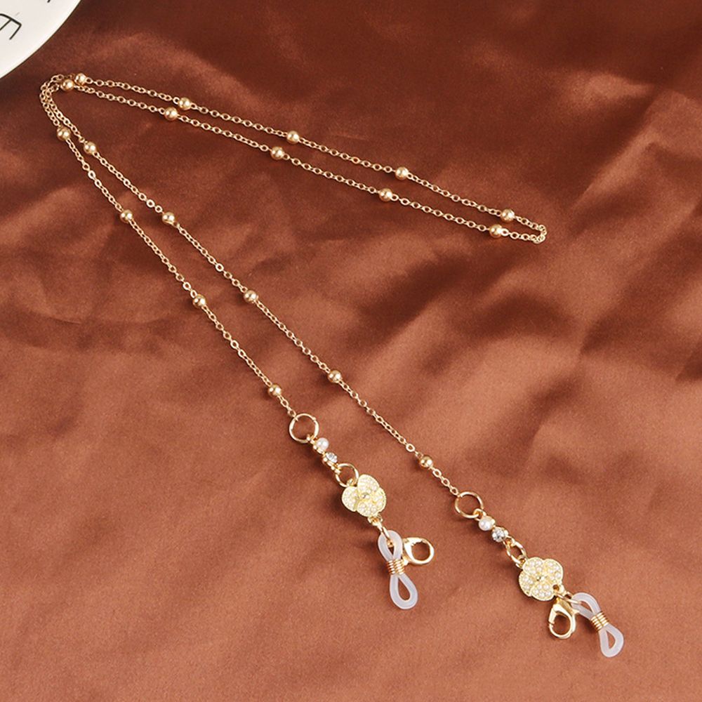 Dây đeo mắt kính đọc sách chống thất lạc bằng kim loại đính ngọc trai thiết kế thời trang cho nữ