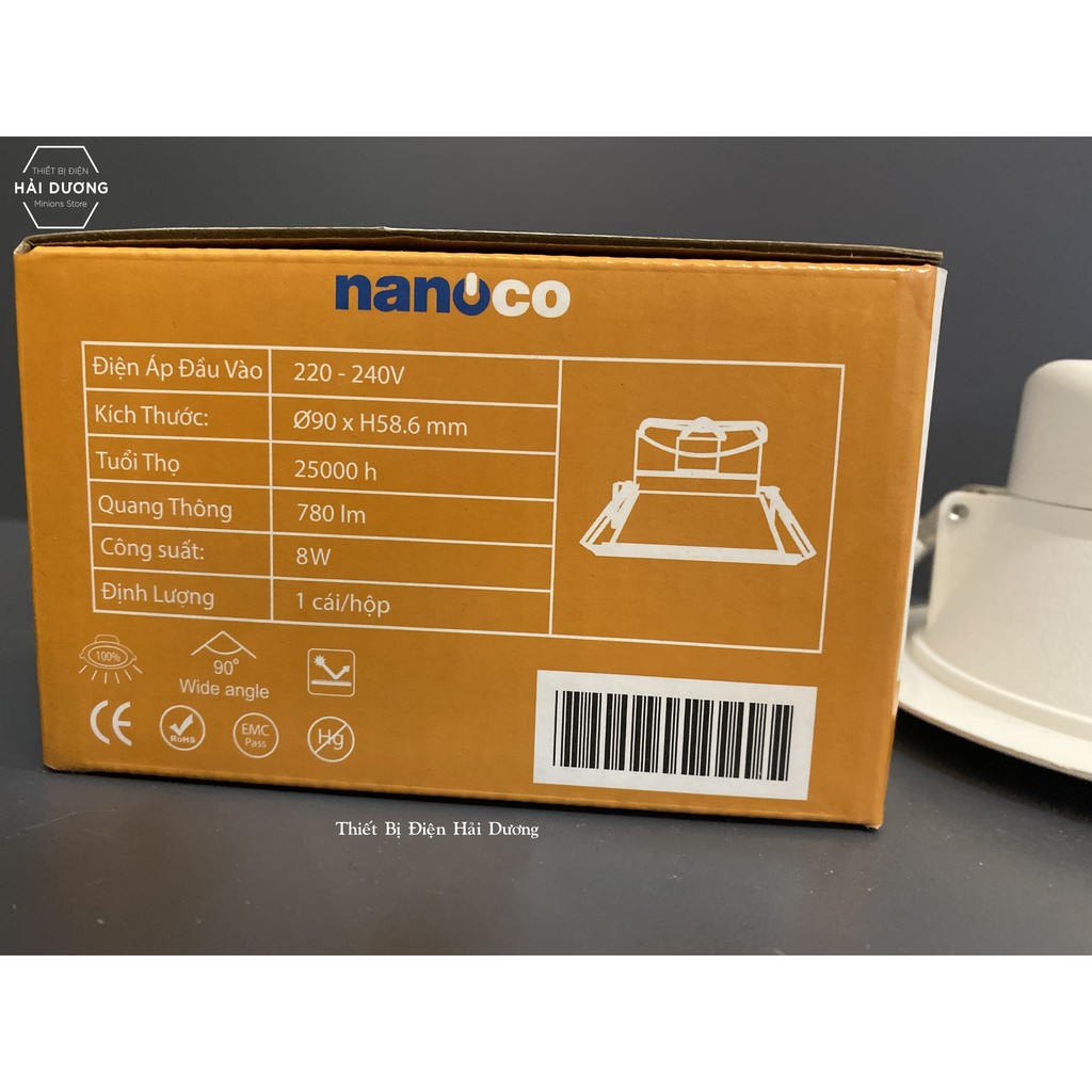 Combo 3 Đèn Led Downlight Âm Trần Nanoco 8w NDL083 / NDL086 Khoét lỗ Ø90mm - Ánh Sáng Trắng / Vàng