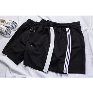 Quần Short nam thun poly 2 da không nhăn không xù lông 3 sọc - 1 sọc - trơn có khóa