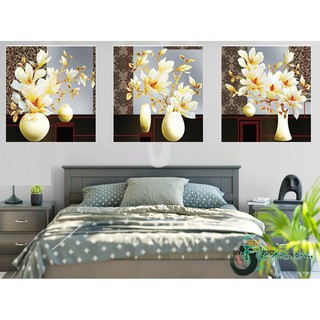 Tranh đính đá hoa đẹp 3 bức LV147 - 150x50cm