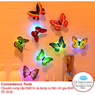 2 miếng dán trang trí hình bướm 3D - Có đèn cực lãng mạn