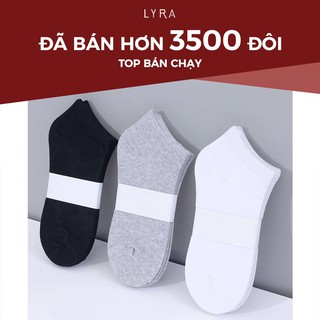 Tất trơn cổ ngắn unisex nam-nữ LYRA chất cotton thoáng mát, đồ dài phù hợp style Hàn Quốc màu đen-trắng-ghi - VXYPK001