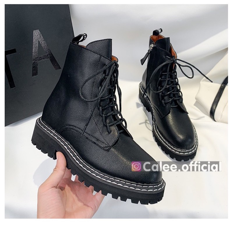 Boots dáng Dr.Martin da mềm cao cấp màu đen và kem | BigBuy360 - bigbuy360.vn