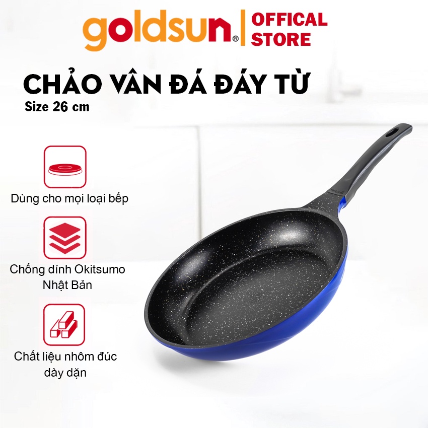 Chảo chống dính vân đá đáy từ HMDT26 dùng cho mọi loại bếp