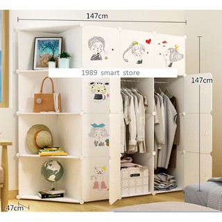TỦ NHỰA ĐỂ QUẦN ÁO 12 Ô & 4 KỆ GÓC LẮP GHÉP ĐA NĂNG THÔNG MINH SIZE TO ( TÙY CHỌN MẪU TỦ )