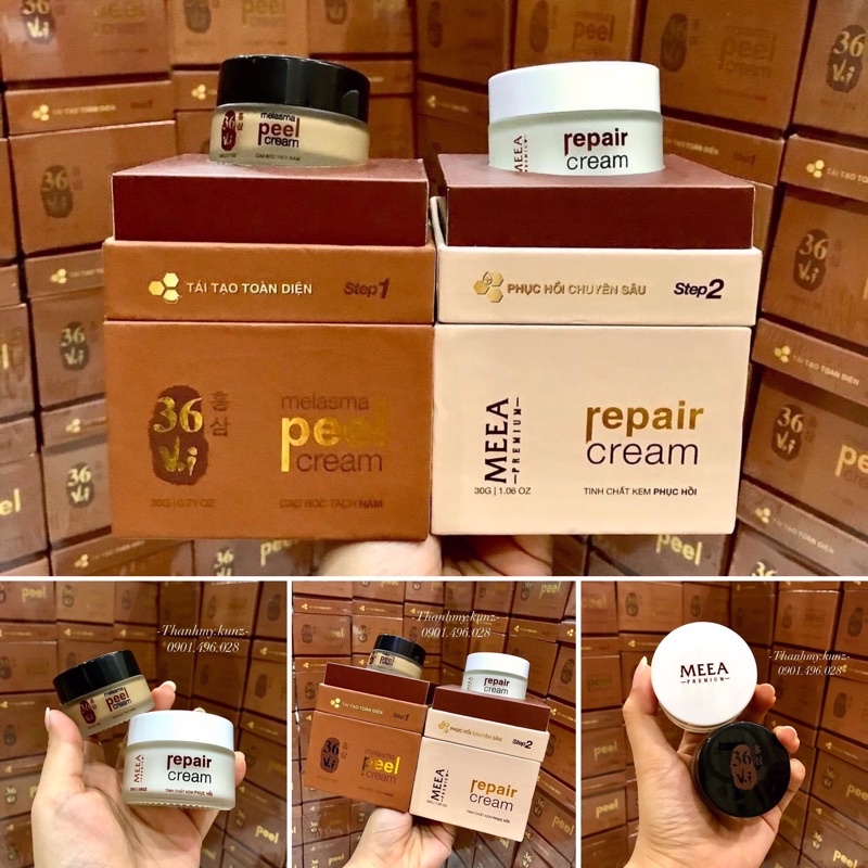 Combo Peed + Kem Phục Hồi Ha Tảo Sâm Bóc Tách Da Đông Y 36 Vị Meea