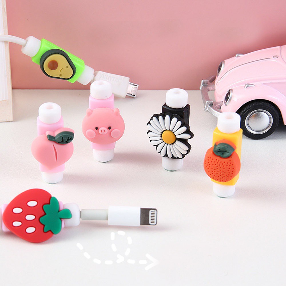 Phụ Kiện Bảo Vệ Dây Cáp Sạc Usb Bằng Silicon Mềm Họa Tiết Hoạt Hình Dễ Thương