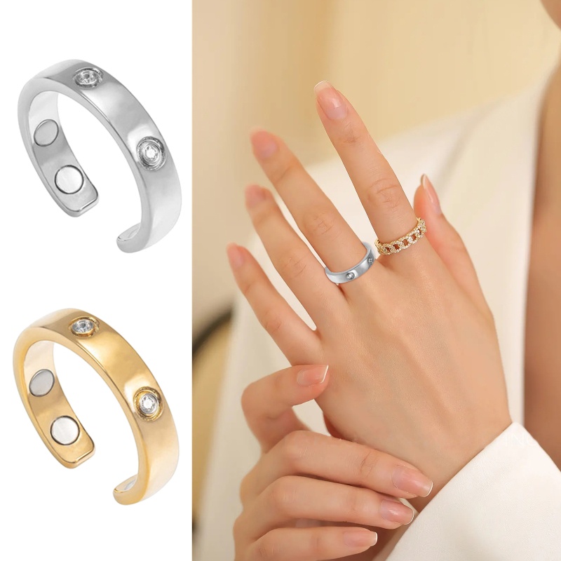 Nhẫn Pha Lê Bấm Huyệt Dạng Hở Thanh Lịch Thời Trang