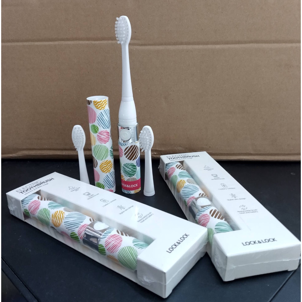 Lock&Lock bàn chải đánh răng điện ENR236 Portable Electric Toothbrush- chính hãng với 3 đầu bàn chải đi kèm
