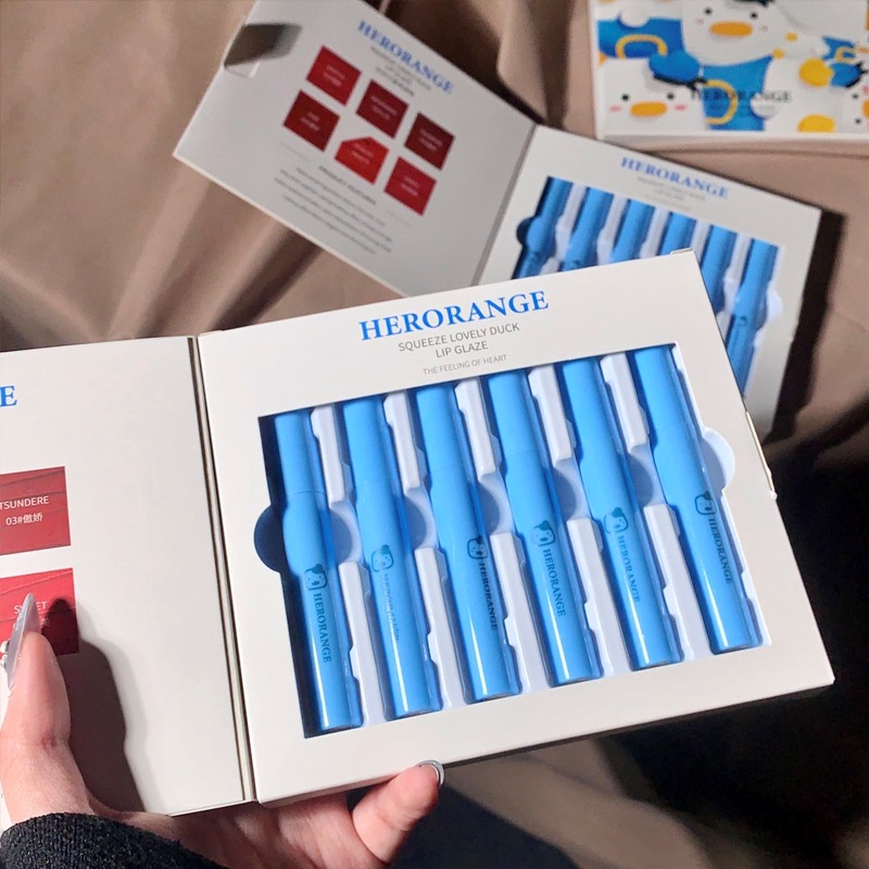 Set 6 Son Môi Herrange Chất Mịn Như Nhung Thiết Kế Hình Chú Vịt Dễ Thương