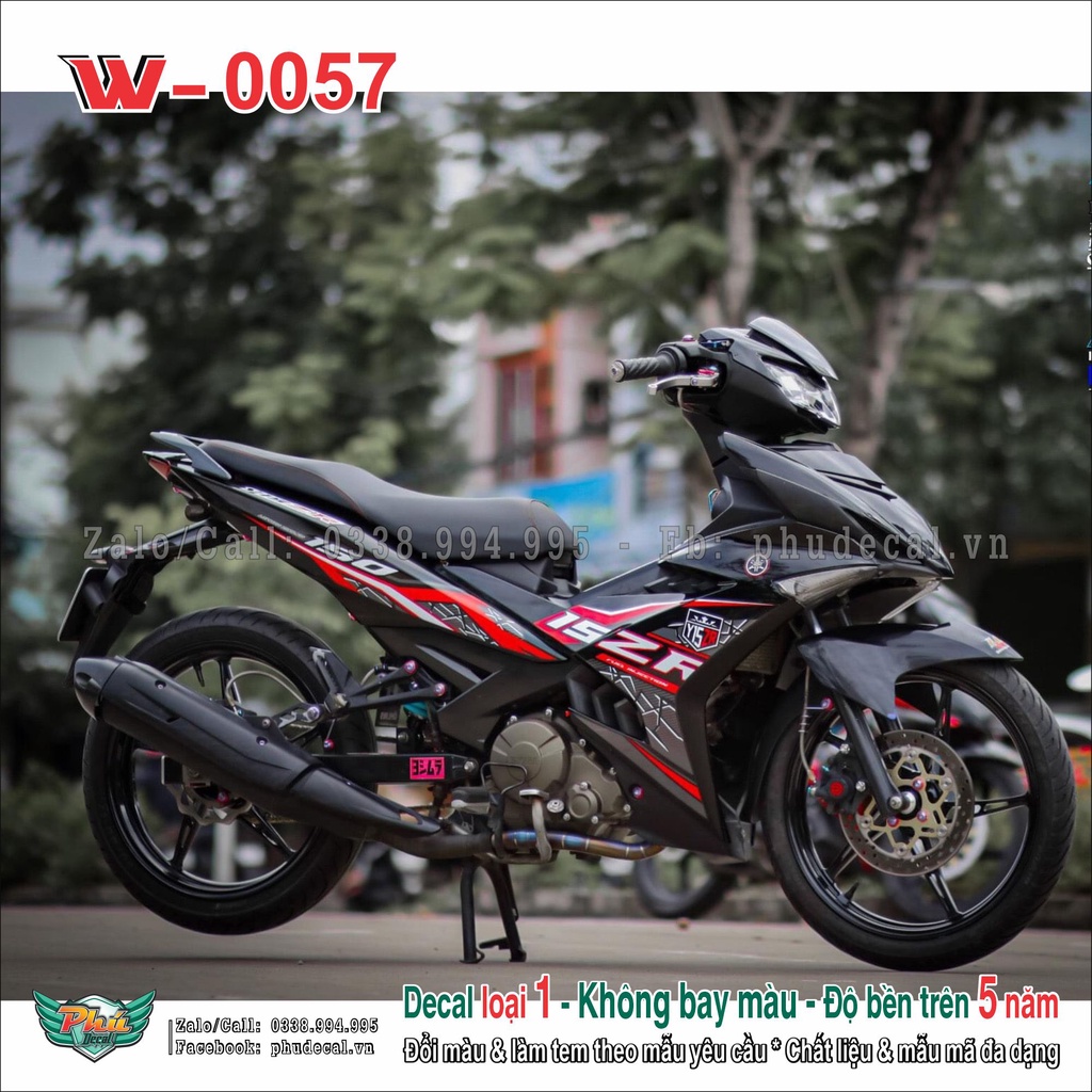 Tem rời Dán Xe Exciter 150 đen chỉ đỏ y15zr