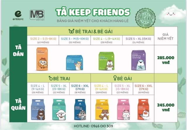 [COMBO 2 GÓI] TÃ QUẦN ENBLANC KEEP FRIEND SIZE L,XL,XXL 18-26 MIẾNG