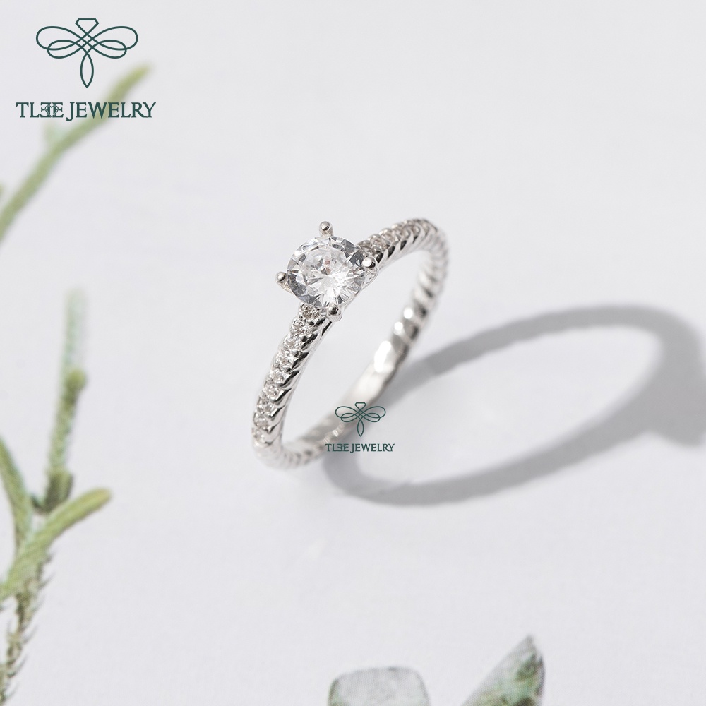 Nhẫn bạc nữ TLEE bốn chấu viền dày nạm đá cao cấp TleeJewelry A0196