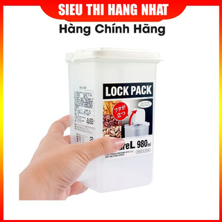 Hộp nhựa đựng thực phẩm 980ml, nắp liền,dáng cao LOCK PACK