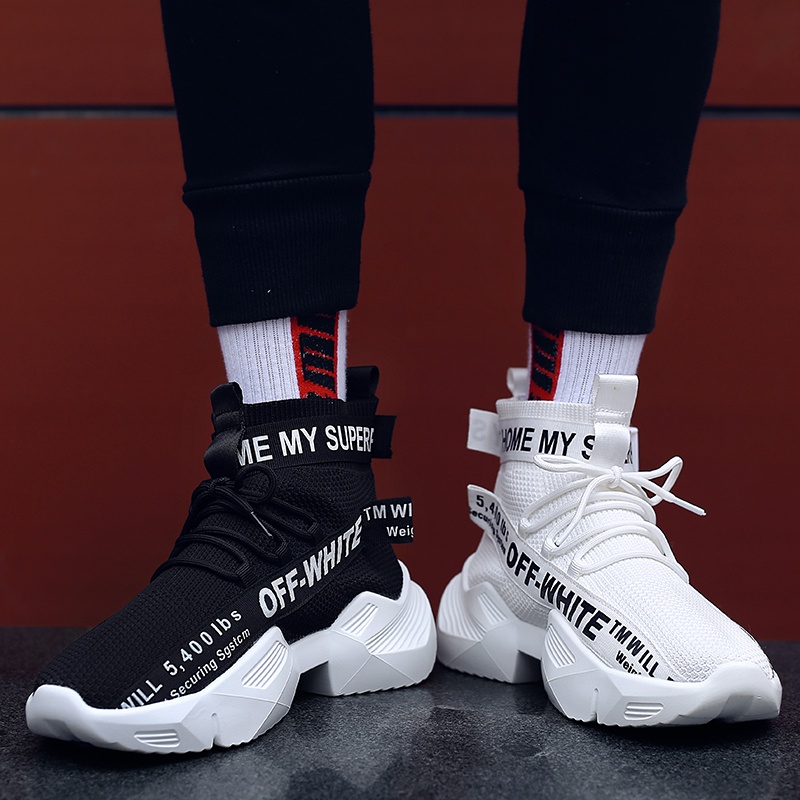 Giày Thể Thao OFF-WHITE Vải Dệt Siêu Mỏng Cổ Cao Thời Trang Cho Nam