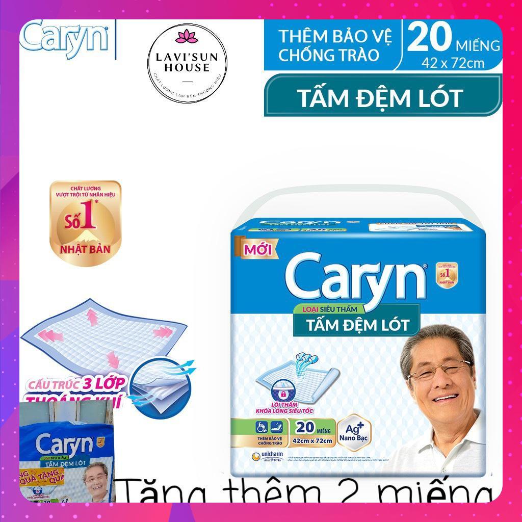 Tấm lót người lớn caryn 20 miếng siêu thấm, lót caryn người già và phụ nữ sau sinh tặng thêm 2 miếng 42cmx72cm