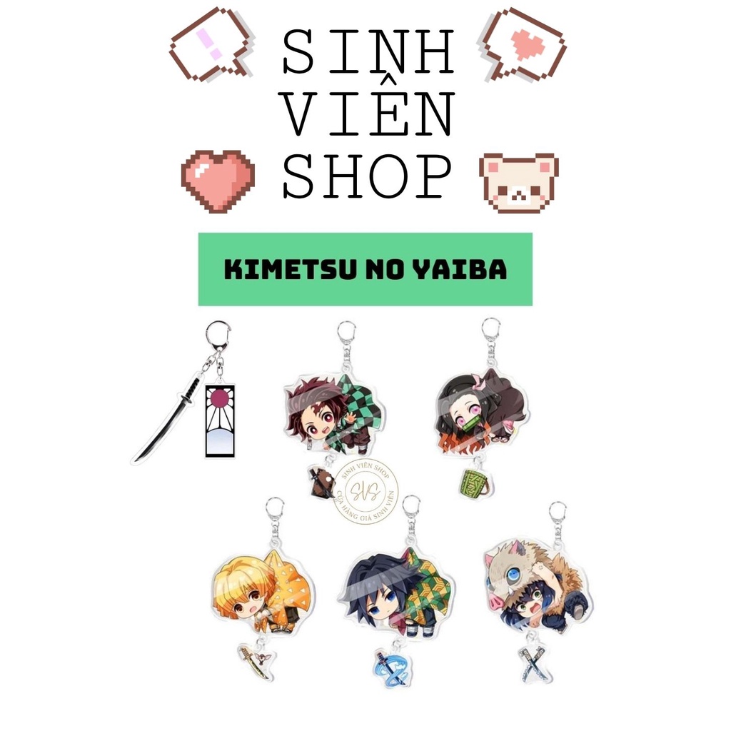 Móc khóa Anime Kimetsu no Yaiba 25k Chibi acrylic Tanjiro Zenitsu Inosuke Nezuko