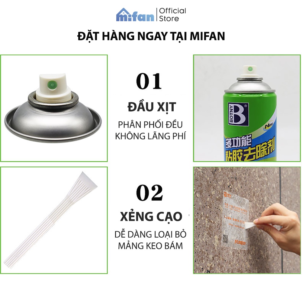 Bình Xịt Tẩy Keo Băng Dính BOTNY Sticker Remover - Làm sạch vết băng dính keo dán mọi bề mặt - MIFAN HÀNG CHÍNH HÃNG