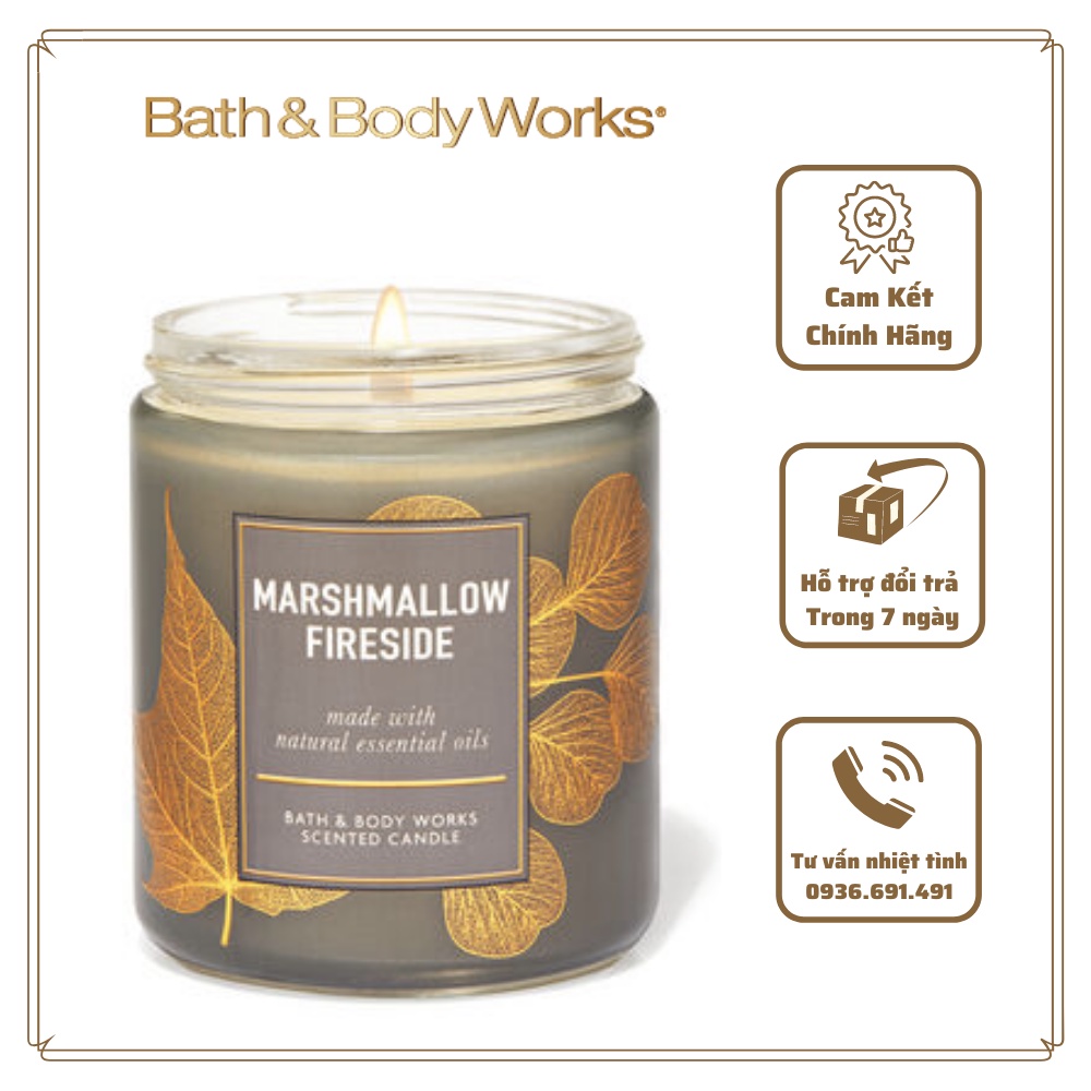 < BBW USA > Nến thơm Bath & Body Works MARSHMALLOW FIRESIDE 1bấc 198g