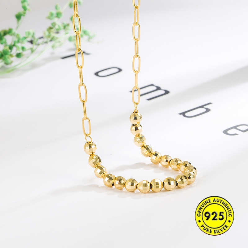Vòng cổ Chuỗi Hạt Mạ Vàng Và Bạc 18K Phong Cách Unisex