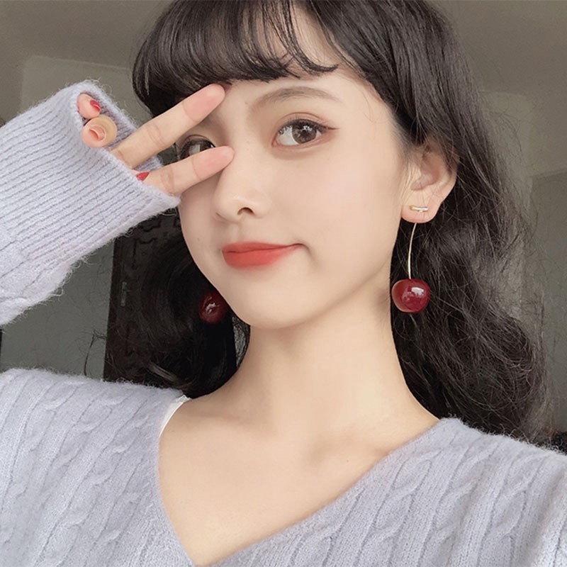 Hoa Tai Dáng Dài Hình Trái Cây Phong Cách Hàn Quốc