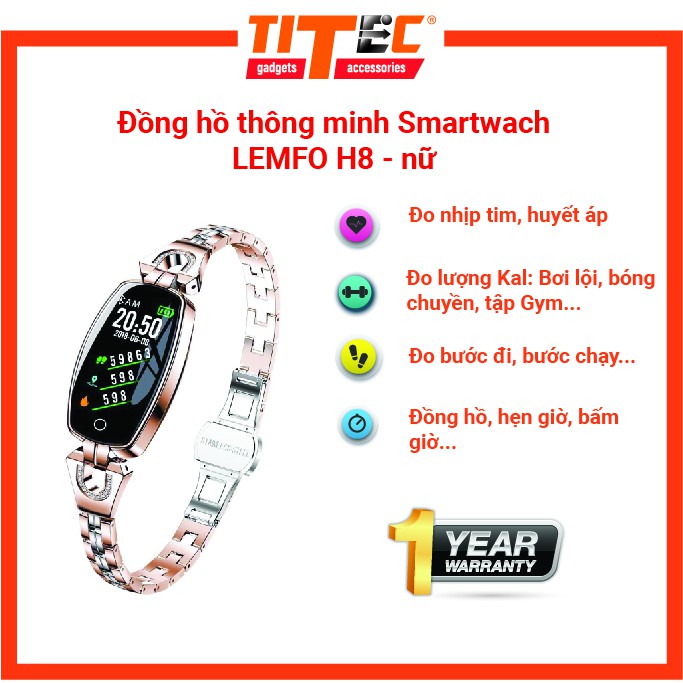 Đồng hồ thông minh Smartwatch cho nữ LEMFO H8, đa tính năng