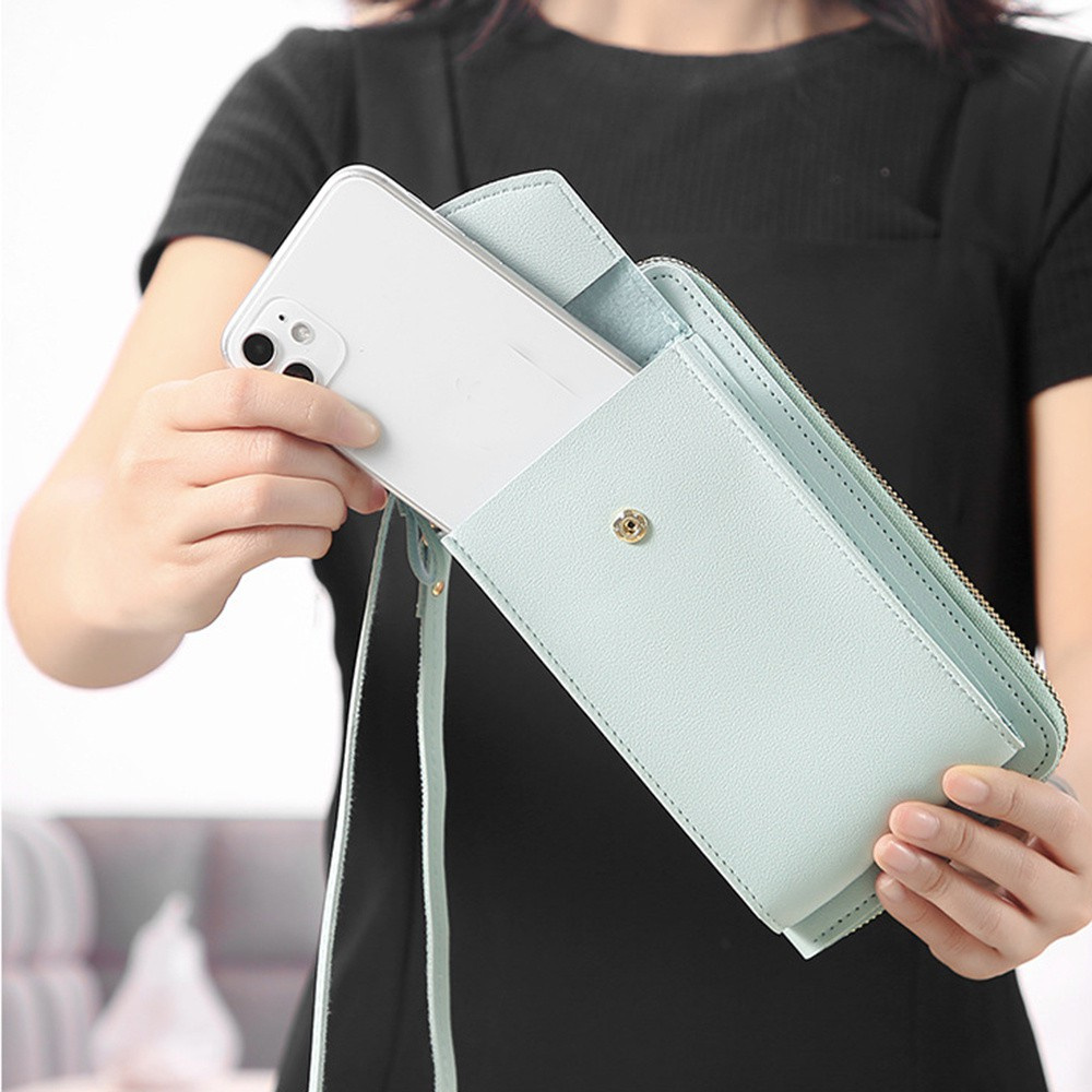 Túi đeo vai đựng điện thoại di động bằng da PU đa năng nhiều màu sắc thời trang cho nữ