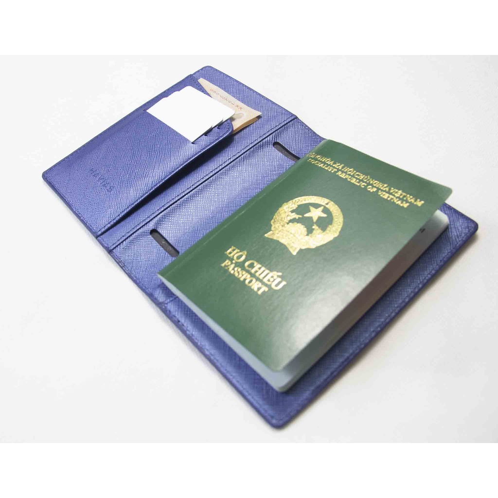 VIA HAVIAS bao đựng Passport da bò Saffiano Ý nhập khẩu 100% chống trày chống nước