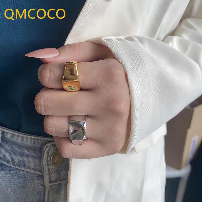 Nhẫn Màu Bạc Kiểu Dáng Hình Học Sáng Tạo Thời Trang Cho Nữ