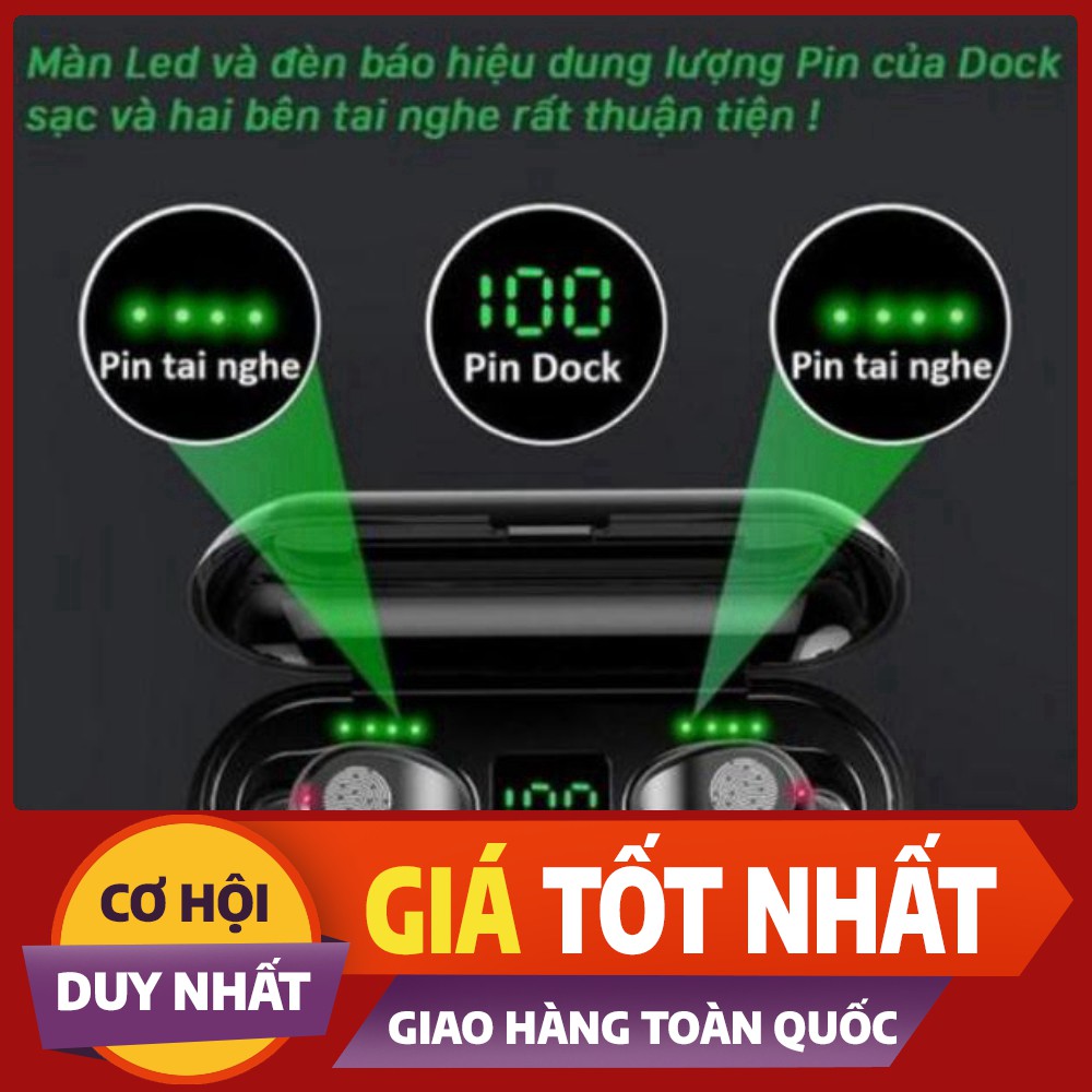 Tai Nghe Bluetooth AMOI F9 Không Dây - Nút cảm ứng - Hiển thị % pin - Pin 280 giờ - Sạc dự phòng 2020