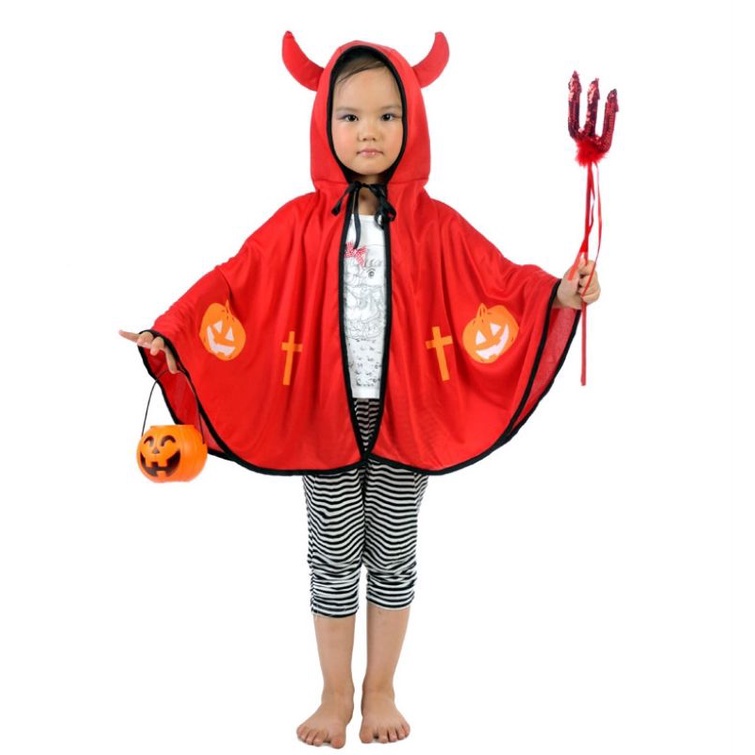 Hóa trang Halloween Áo choàng có sừng in hình bí ngô cho bé