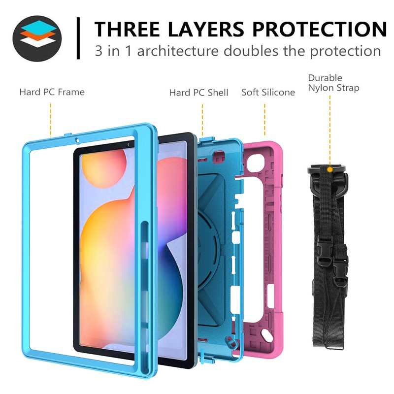 Ốp Lưng Ba Lớp Silicone Chống Sốc Cho Galaxy Tab S6 Lite 10.4 Samsung Galaxy Tab S6 Lite 10.4 2020 SH-P610 SH-P615