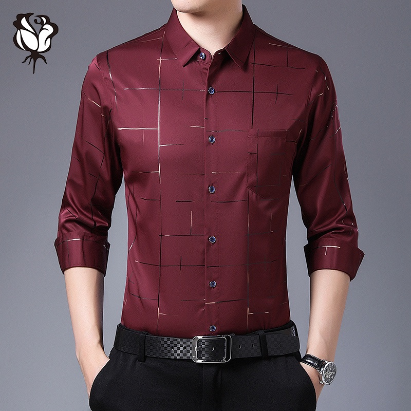 Vận chuyển nhanh Áo sơ mi nam dài tay Áo sơ mi dài tay công sở thông thường