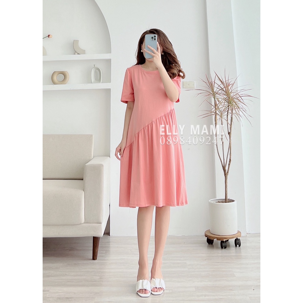 ( 40kg - 85kg ) Đầm Thun Bầu , Suông Đuôi Cá Chéo Form Dễ Mặc Thoải Mái Suốt Thai Kì &amp; Sau Sinh Thiết Kế Cao Cấp