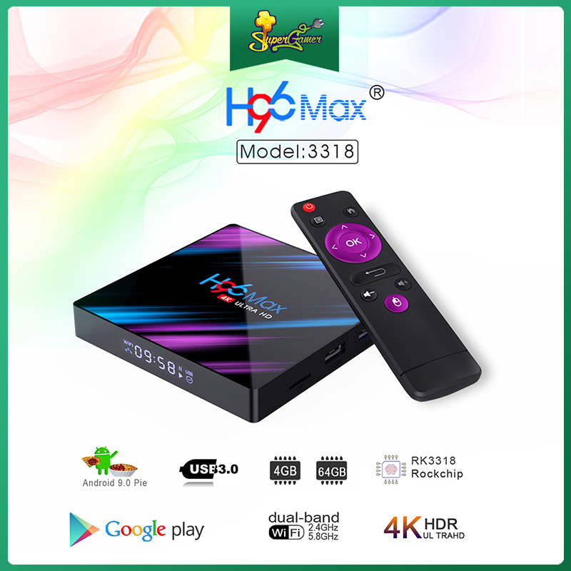 Hộp TV H96 Max 4GB 64GB Android 10 Kodi V18 Rk3318 kết nối Wifi Bluetooth dành cho Smart TV 4K