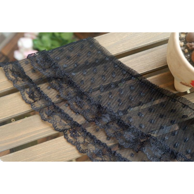 Miếng ren xếp ly trang trí lai áo/tay áo/cổ áo thủ công rộng 12-13 cm