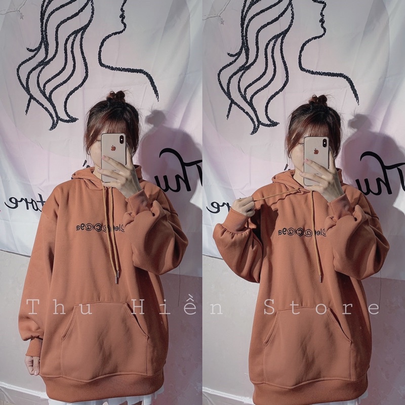 Áo Hoodie nỉ trần bông thêu chữ (KÈM ẢNH THẬT)