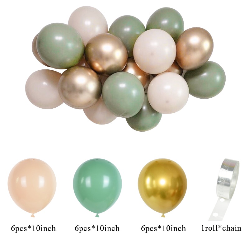 Bộ 19 Bong Bóng Latex Màu Xanh Lá Cây Trang Trí Tiệc Sinh Nhật Bé/Sân Vườn/Tiệc Cưới/Sinh Nhật Cho Trẻ Em