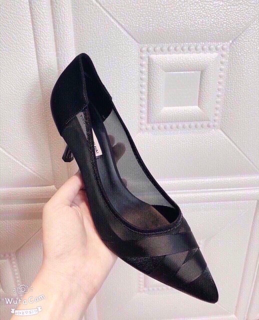 Cao gót thân lưới gót nhọn 5cm mũi quấn vải