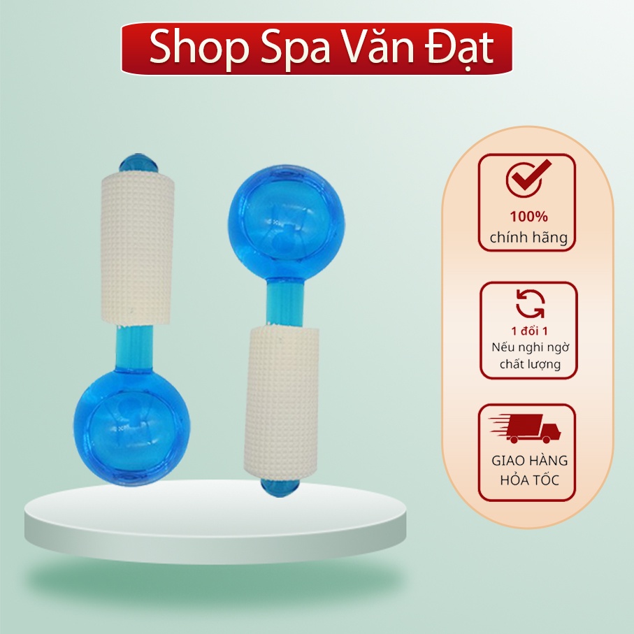 1 Đôi Quả Cầu Lạnh Thủy Tinh Massage Mặt Hàng Cao Cấp Màu Xanh Có Lóng Lánh Y Hình