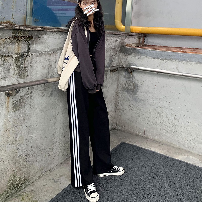 Quần thể thao SUXI ống rộng màu đơn giản thời trang xuân thu cho nữ