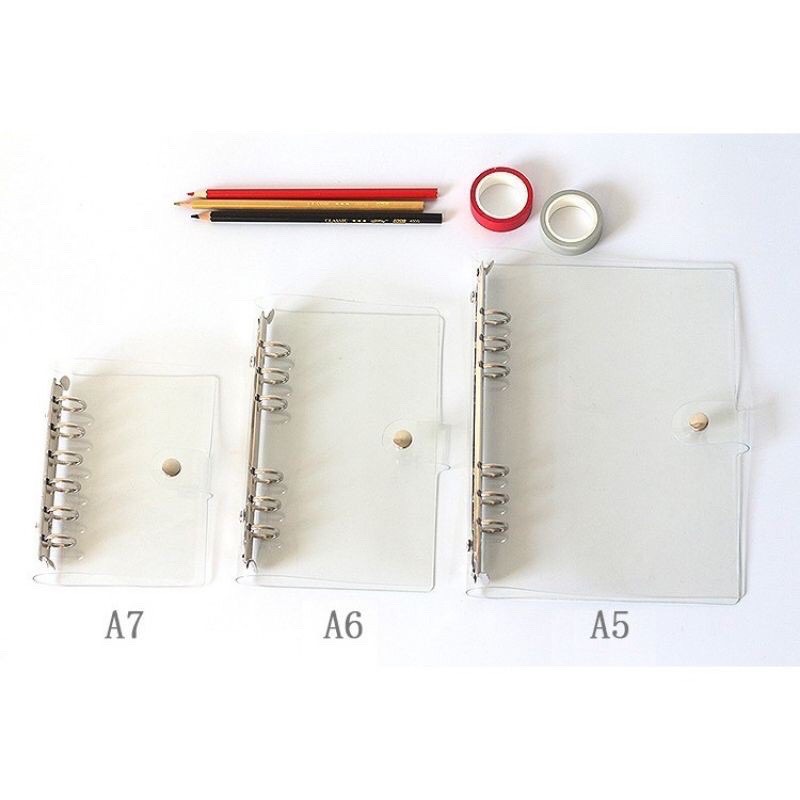 Bìa sổ còng binder nhựa dẻo trong suốt size A6/A5/B5