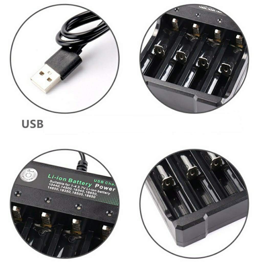 Sạc pin 18650 Bmax đầu USB 4 khe