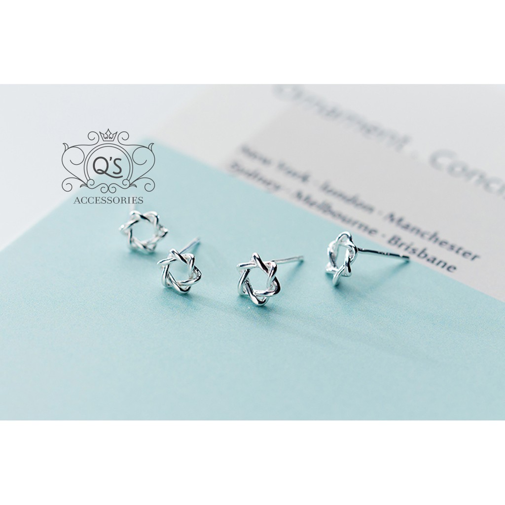 Khuyên tai bạc sao 6 cánh bông tai bạc ngôi sao cách điệu S925 STAR Silver Earrings SO00 - KÈM ẢNH THẬT