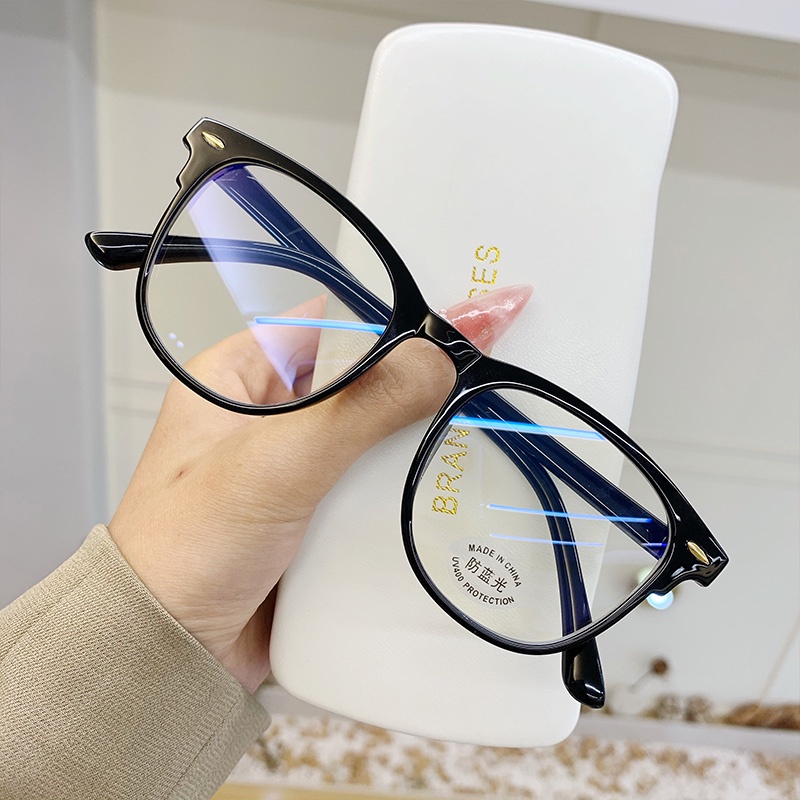 Mắt Kính Gọng Vuông Trong Suốt Chống Bức Xạ Thời Trang Cho Nam Nữ