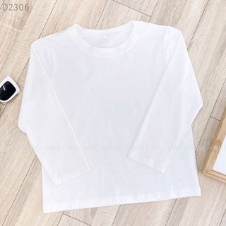 Áo nữ nhật vy basic cổ tròn tay dài chất thun cao cấp màu trắng, đen - d2306