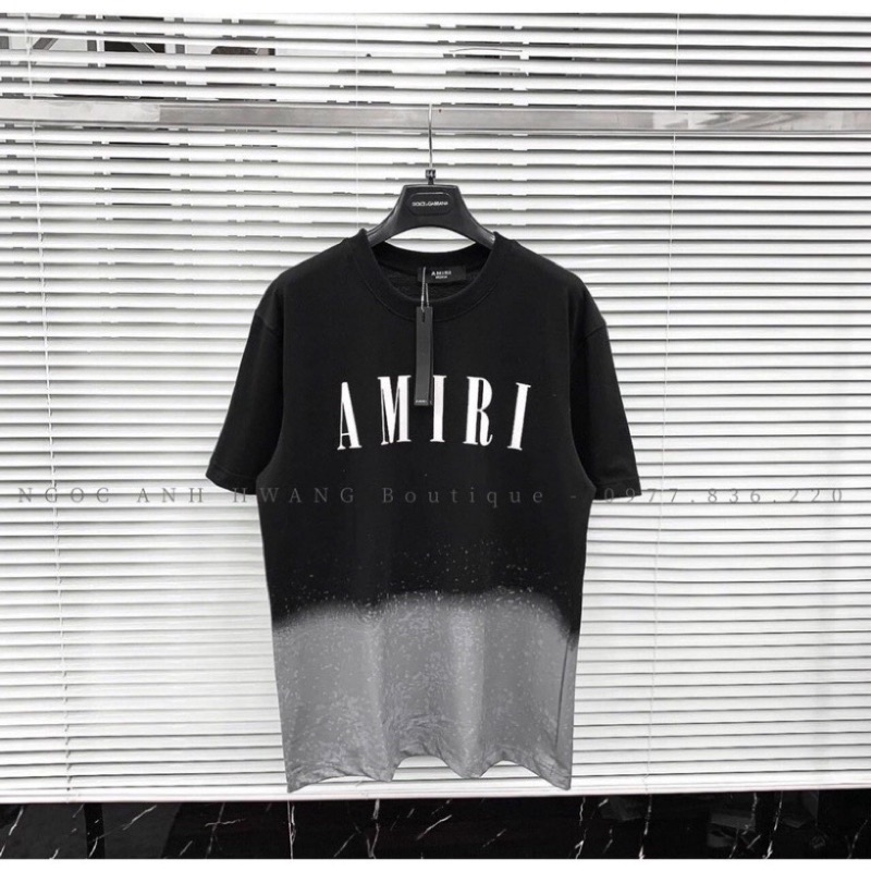 Áo phông loang màu xám đen amiri tay lỡ unisex T