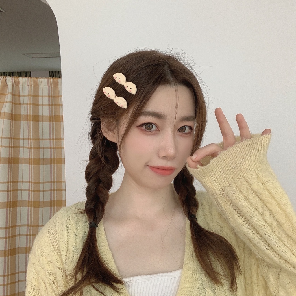 Kẹp Tóc Hình Bánh Bao Mặt Cười Dễ Thương Cho Nữ
